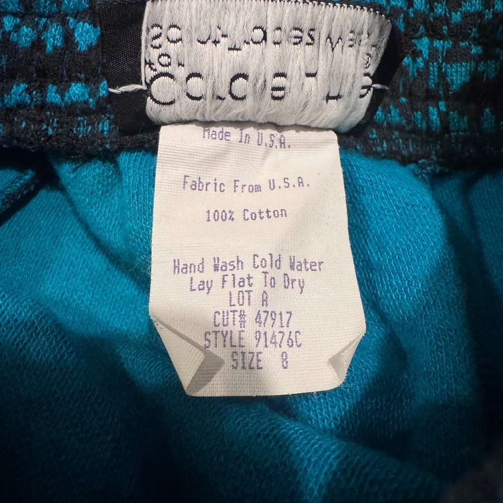 Vintage Carole Little Saint-Tropez West Teal Black Geometric Midi Skirt Size 8 - Picture 5 of 9